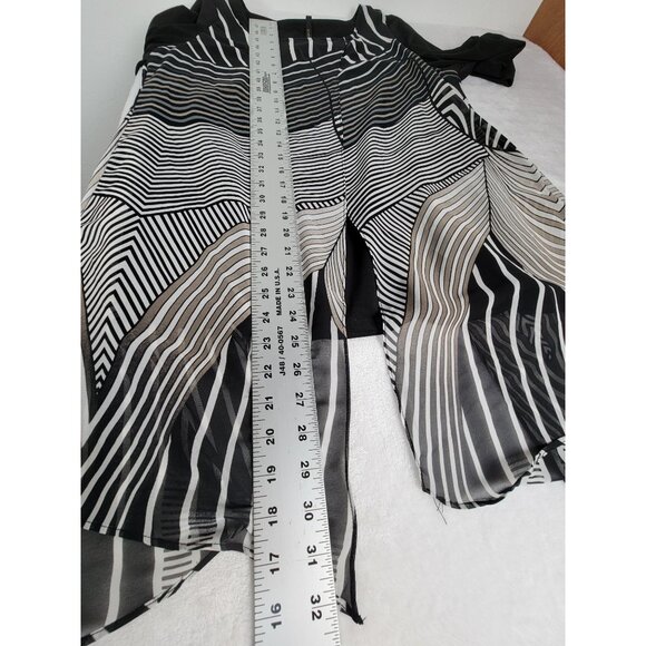IC by Connie K Womens Black White Mixed Striped Asymmetrical Tunic Top Medium - Picture 7 of 8